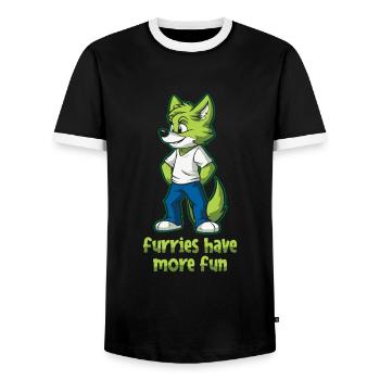 Furry Fandom Fursuits Drôle - T-shirt contrasté Homme - noir/blanc - Devant - AI Model Female 172 light (172cm) & AI Model Male 178 light (178cm)