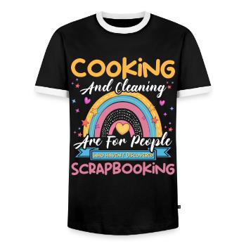 Scrapbooker - Männer Kontrast-T-Shirt - Schwarz/Weiß - Vorne - AI Model Female 172 light (172cm) & AI Model Male 178 light (178cm)