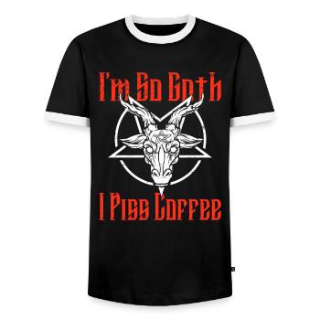 Satan Beelzebub Devil Gothic Pentagram Mystical - Men's Ringer Shirt - black/white - Front - AI Model Female 172 light (172cm) & AI Model Male 178 light (178cm)