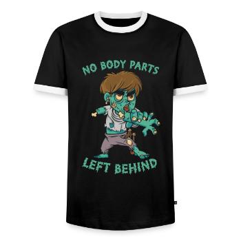 Zombie Halloween Funny - Men's Ringer Shirt - black/white - Front - AI Model Female 172 light (172cm) & AI Model Male 178 light (178cm)