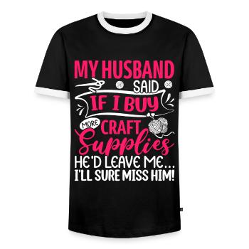 Crafting Crafter - Men's Ringer Shirt - black/white - Front - AI Model Female 172 light (172cm) & AI Model Male 178 light (178cm)