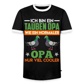 Tauben Opa Taubenhalter Tauben Fan Männer - Männer Kontrast-T-Shirt - Schwarz/Weiß - Vorne - AI Model Female 172 light (172cm) & AI Model Male 178 light (178cm)