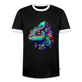 Vêtements caméléons drôles amants et propriétaires de caméléons - T-shirt contrasté Homme - noir/blanc - Devant - AI Model Female 172 light (172cm) & AI Model Male 178 light (178cm)