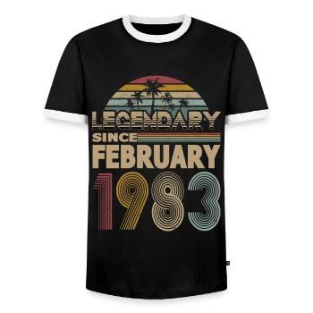 40th Birthday Born February 1983 Legendary - Men's Ringer Shirt - black/white - Front - AI Model Female 172 light (172cm) & AI Model Male 178 light (178cm)