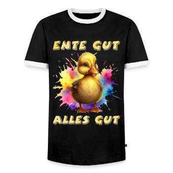Ente gut Alles gut Entenliebhaber Entchen - Männer Kontrast-T-Shirt - Schwarz/Weiß - Vorne - AI Model Female 172 light (172cm) & AI Model Male 178 light (178cm)