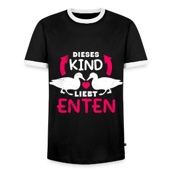 Kinder Dieses Kind liebt Enten Entchen Kid - Männer Kontrast-T-Shirt - Schwarz/Weiß - Vorne - AI Model Female 172 light (172cm) & AI Model Male 178 light (178cm)