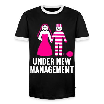 Bachelor party rumbling bachelor party - Men's Ringer Shirt - black/white - Front - AI Model Female 172 light (172cm) & AI Model Male 178 light (178cm)
