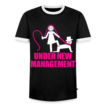 Bachelor party rumbling bachelor party - Men's Ringer Shirt - black/white - Front - AI Model Female 172 light (172cm) & AI Model Male 178 light (178cm)