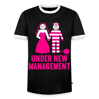 Bachelor party rumbling bachelor party - Men's Ringer Shirt - black/white - Front - AI Model Female 172 light (172cm) & AI Model Male 178 light (178cm)