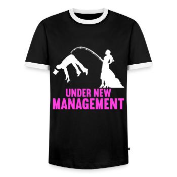 Bachelor party rumbling bachelor party - Men's Ringer Shirt - black/white - Front - AI Model Female 172 light (172cm) & AI Model Male 178 light (178cm)