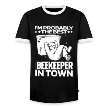 Beekeepers, beekeepers - Men's Ringer Shirt - black/white - Front - AI Model Female 172 light (172cm) & AI Model Male 178 light (178cm)