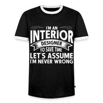Interior Designer Gift Interior Decoration Designer - Men's Ringer Shirt - black/white - Front - AI Model Female 172 light (172cm) & AI Model Male 178 light (178cm)