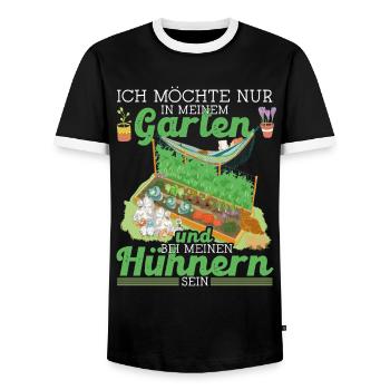 Garten und Hühner Leidenschaft Hobby Huhn Gärtner - Männer Kontrast-T-Shirt - Schwarz/Weiß - Vorne - AI Model Female 172 light (172cm) & AI Model Male 178 light (178cm)