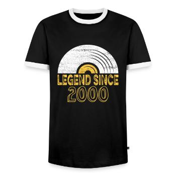 2000 Birthday Vinyl Legend depuis - T-shirt contrasté Homme - noir/blanc - Devant - AI Model Female 172 light (172cm) & AI Model Male 178 light (178cm)