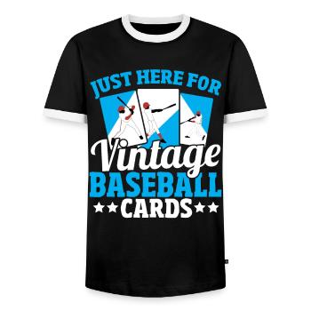Nur hier für Vintage-Baseball-Karten Baseball - Männer Kontrast-T-Shirt - Schwarz/Weiß - Vorne - AI Model Female 172 light (172cm) & AI Model Male 178 light (178cm)