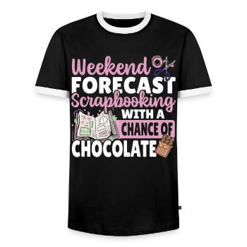 Prévisions de week-end Scrapbooking avec une chance de - T-shirt contrasté Homme - noir/blanc - Devant - AI Model Female 172 light (172cm) & AI Model Male 178 light (178cm)