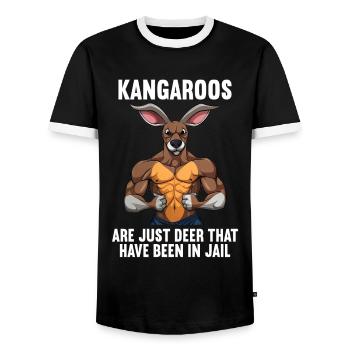 Kangaroo Kangaroos Kängurus lustiges Känguru - Männer Kontrast-T-Shirt - Schwarz/Weiß - Vorne - AI Model Female 172 light (172cm) & AI Model Male 178 light (178cm)