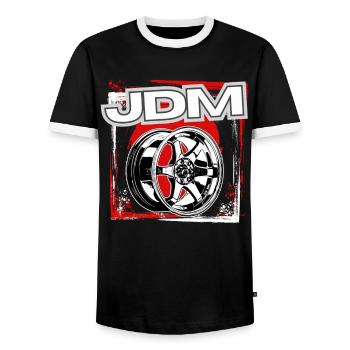 Jdm / Tuning / Turbolader / Felgen / Chiptuning - Männer Kontrast-T-Shirt - Schwarz/Weiß - Vorne - AI Model Female 172 light (172cm) & AI Model Male 178 light (178cm)