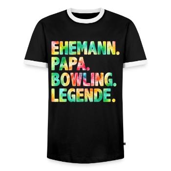 Ehemann Papa Bowling Legende Bowling Shirt - Männer Kontrast-T-Shirt - Schwarz/Weiß - Vorne - AI Model Female 172 light (172cm) & AI Model Male 178 light (178cm)