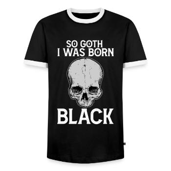 Funny Gothic skull - Men's Ringer Shirt - black/white - Front - AI Model Female 172 light (172cm) & AI Model Male 178 light (178cm)