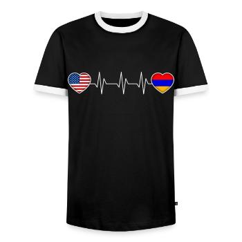 Arménie - T-shirt contrasté Homme - noir/blanc - Devant - AI Model Female 172 light (172cm) & AI Model Male 178 light (178cm)