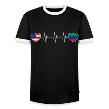 Dagestan - Men's Ringer Shirt - black/white - Front - AI Model Female 172 light (172cm) & AI Model Male 178 light (178cm)