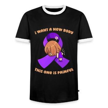Fibromyalgia Rheumatism Cute - Men's Ringer Shirt - black/white - Front - AI Model Female 172 light (172cm) & AI Model Male 178 light (178cm)