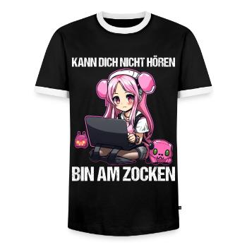 Gaming Konsole PC Zockerin Mädchen Gamer Girl - Männer Kontrast-T-Shirt - Schwarz/Weiß - Vorne - AI Model Female 172 light (172cm) & AI Model Male 178 light (178cm)