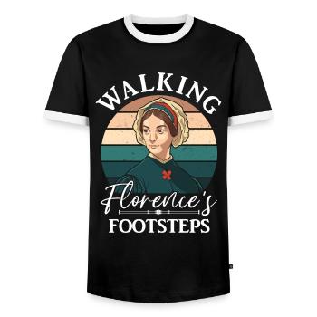 Nurse Florence Nightingale Medical - Men's Ringer Shirt - black/white - Front - AI Model Female 172 light (172cm) & AI Model Male 178 light (178cm)