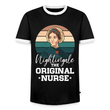 Krankenschwester Florence Nightingale Medizinische - Männer Kontrast-T-Shirt - Schwarz/Weiß - Vorne - AI Model Female 172 light (172cm) & AI Model Male 178 light (178cm)