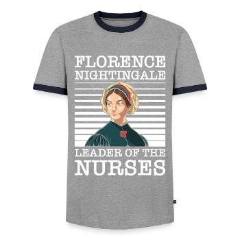 Infirmière Florence Nightingale Medical - T-shirt contrasté Homme - gris/marine  - Devant - AI Model Female 172 light (172cm) & AI Model Male 178 light (178cm)