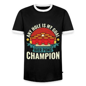 N’importe quel trou est mon objectif - Bierpong Saufen Bier Pong - T-shirt contrasté Homme - noir/blanc - Devant - AI Model Female 172 light (172cm) & AI Model Male 178 light (178cm)