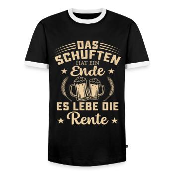 Rente Renteneintritt Rentenalter Rente Spruch - Männer Kontrast-T-Shirt - Schwarz/Weiß - Vorne - AI Model Female 172 light (172cm) & AI Model Male 178 light (178cm)