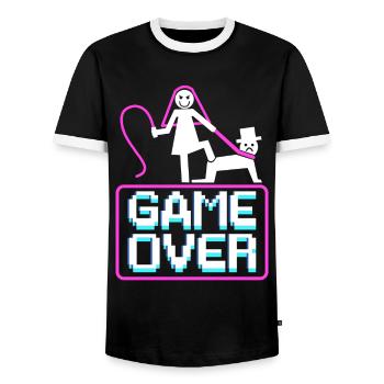 Bachelor party rumbling bachelor party - Men's Ringer Shirt - black/white - Front - AI Model Female 172 light (172cm) & AI Model Male 178 light (178cm)