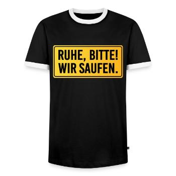 Ruhe Bitte Wir Saufen Bier Trinken Alkohol Feiern - Männer Kontrast-T-Shirt - Schwarz/Weiß - Vorne - AI Model Female 172 light (172cm) & AI Model Male 178 light (178cm)