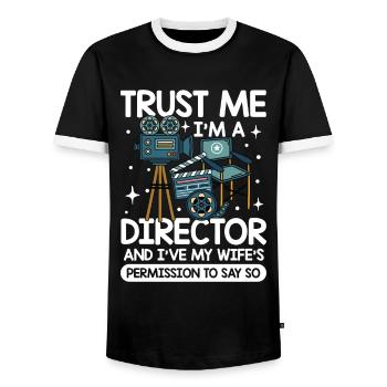 Trust Me I'm A Director I've My Wife's Permission - Männer Kontrast-T-Shirt - Schwarz/Weiß - Vorne - AI Model Female 172 light (172cm) & AI Model Male 178 light (178cm)