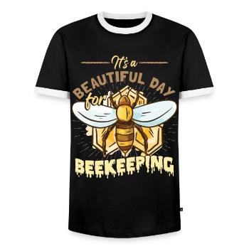 Apiculture Nid d’abeilles Ruche d’abeilles - T-shirt contrasté Homme - noir/blanc - Devant - AI Model Female 172 light (172cm) & AI Model Male 178 light (178cm)
