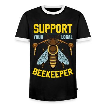 Soutenez votre apiculteur local - T-shirt contrasté Homme - noir/blanc - Devant - AI Model Female 172 light (172cm) & AI Model Male 178 light (178cm)