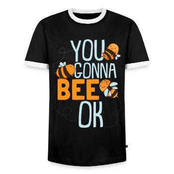 You Gonna Bee Ok - Men's Ringer Shirt - black/white - Front - AI Model Female 172 light (172cm) & AI Model Male 178 light (178cm)