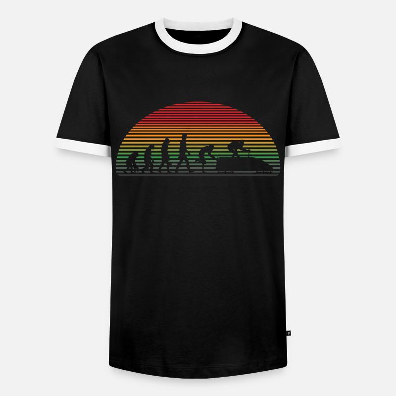 Bobfahren Retro Bob Eischlitten - Männer Kontrast-T-Shirt - Schwarz/Weiß