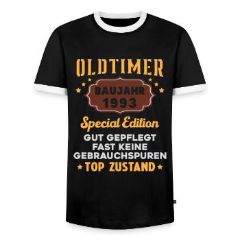 Oldtimer Baujahr 1993 Geburtstagsgeschenk - Männer Kontrast-T-Shirt - Schwarz/Weiß - Vorne - AI Model Female 172 light (172cm) & AI Model Male 178 light (178cm)
