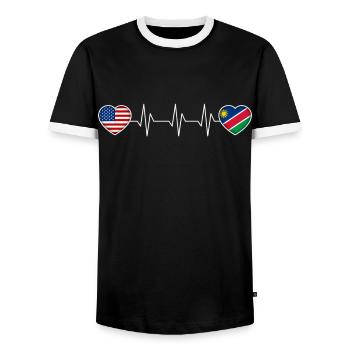 Namibia - Men's Ringer Shirt - black/white - Front - AI Model Female 172 light (172cm) & AI Model Male 178 light (178cm)