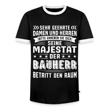 Bauherr Geburtstag Bauherr Sprüche Bauherr - Männer Kontrast-T-Shirt - Schwarz/Weiß - Vorne - AI Model Female 172 light (172cm) & AI Model Male 178 light (178cm)