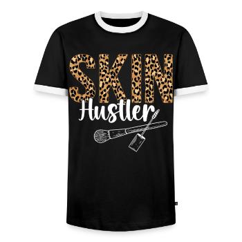 Soins de la peau esthéticienne mignonne - T-shirt contrasté Homme - noir/blanc - Devant - AI Model Female 172 light (172cm) & AI Model Male 178 light (178cm)