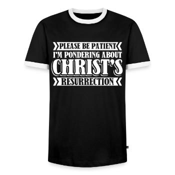 Christian Christianity - Men's Ringer Shirt - black/white - Front - AI Model Female 172 light (172cm) & AI Model Male 178 light (178cm)