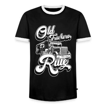 Lkw Fahrer Trucker Lastwagenfahrer Alter Trucker - Männer Kontrast-T-Shirt - Schwarz/Weiß - Vorne - AI Model Female 172 light (172cm) & AI Model Male 178 light (178cm)