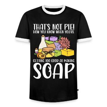 Soap Making, Soap Maker, Soapologist - Men's Ringer Shirt - black/white - Front - AI Model Female 172 light (172cm) & AI Model Male 178 light (178cm)