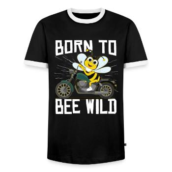 Born To Bee Wild Motorcycle Biker Honeybee - Men's Ringer Shirt - black/white - Front - AI Model Female 172 light (172cm) & AI Model Male 178 light (178cm)