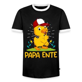 Papa Ente Entenliebhaber Männer Shirt - Männer Kontrast-T-Shirt - Schwarz/Weiß - Vorne - AI Model Female 172 light (172cm) & AI Model Male 178 light (178cm)