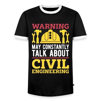 Civil Engineer Warning May Constantly Contractor - Männer Kontrast-T-Shirt - Schwarz/Weiß - Vorne - AI Model Female 172 light (172cm) & AI Model Male 178 light (178cm)